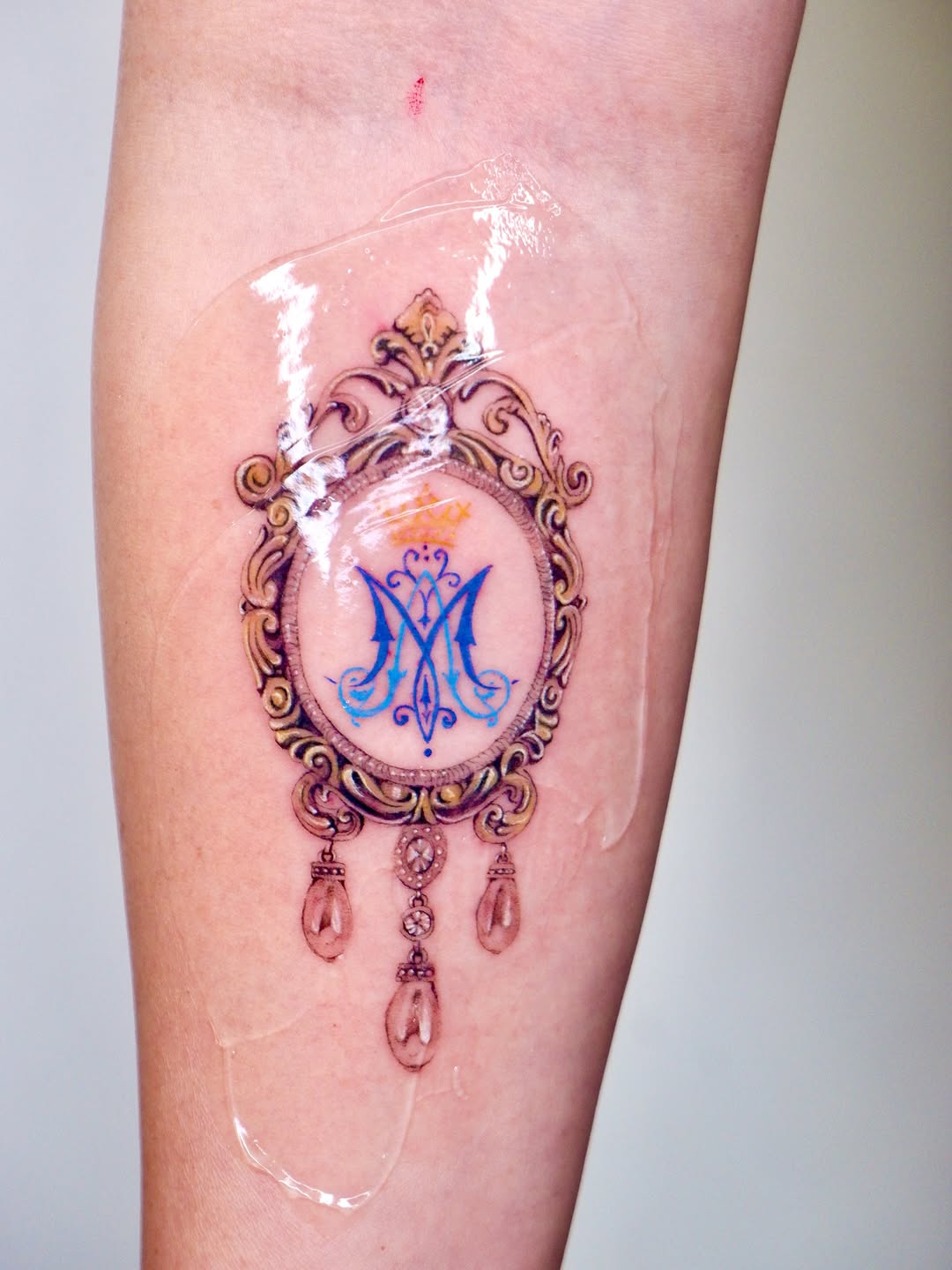 Custom Marian devotional tattoo